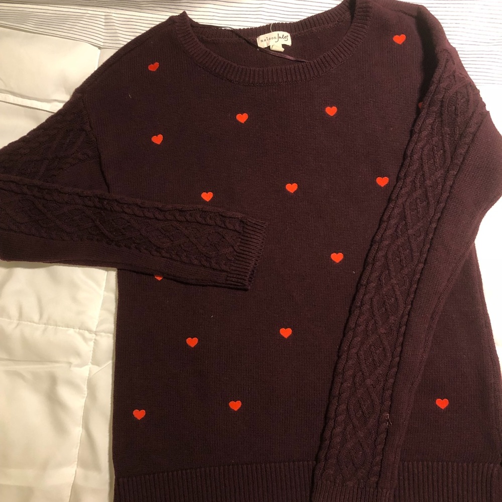 Maison Jules maroon heart sweater - size S